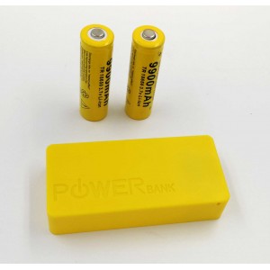 USB Power Banka na 2x 18650 batérie žltá