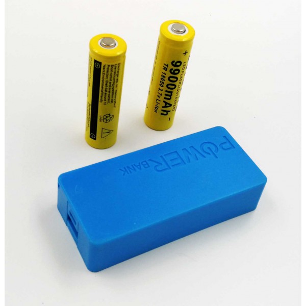 USB Power Banka na 2x 18650 batérie modrá