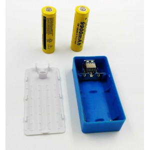 USB Power Banka na 2x 18650 batérie modrá